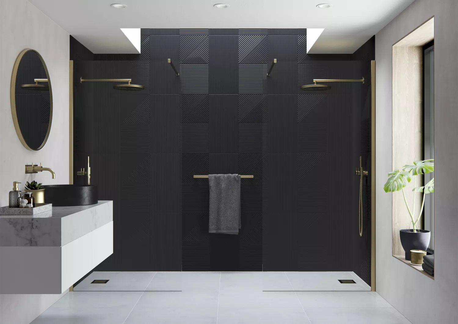 Modern wet room with stabilising bars