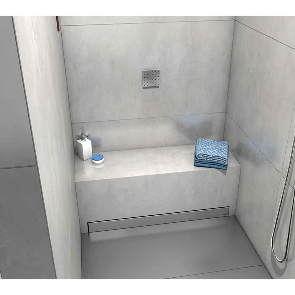 Accessible bathroom with shower bench seat